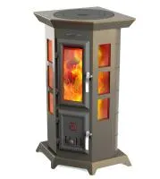 печь-камин отопительно-варочный тмф статика квинта черная бронза #