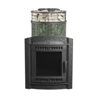 печь для бани прометалл атмосфера l в ламелях змеевик + сетка с тоннелем new