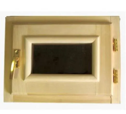 форточка для бани деревянная со стеклопакетом 0,3х0,3 м с фурнитурой,хвоя банный эксперт