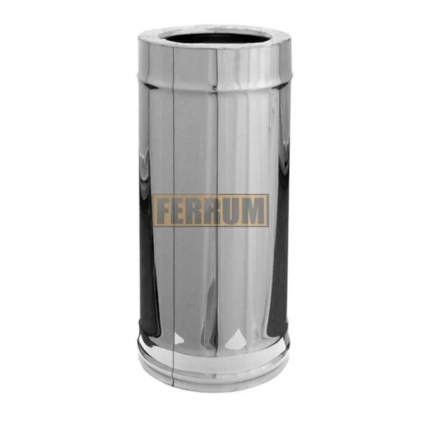 дымоход феррум утепленный нержавеющий (430/0,8мм)/зеркальный нержавеющий ф250/350 l=1м черн ral 9005