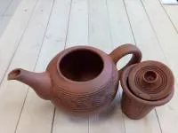 чайник глиняный 0,8л, с инфундиркой, ручная работа, шд