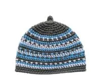 шапка для бани банибо №12 ручной работы, акрил, серый/голубой/белый, банный перец
