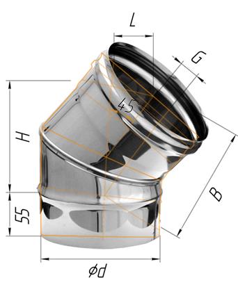 колено феррум угол 135° нержавеющее (430/0,8мм) ф200 #