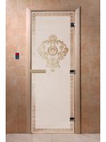 дверь "версаче" (сатин) 200х80, 8мм, 3 петли, коробка ольха, банный эксперт